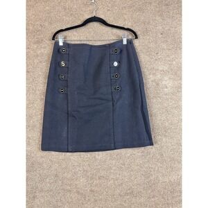 J. McLaughlin Skirt Womens 8 Blue Straight & Pencil Knit Lined Button Zip